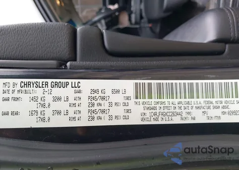 2012 Jeep Grand Cherokee Laredo z USA, uszkodzony, nr VIN 1C4RJFAGXCC263442